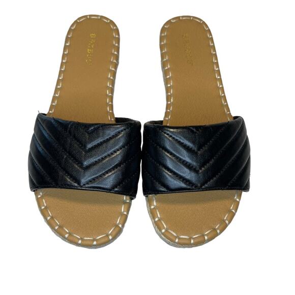 Bamboo Sabrina Sandals Quilted Espadrille Leather Single Strap Black Size 8/38 - Picture 1 of 13